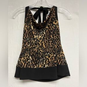 1950s Bombshell Leopard Halter – Classic Rockabilly Pin-Up Top AGB size S- Retro
